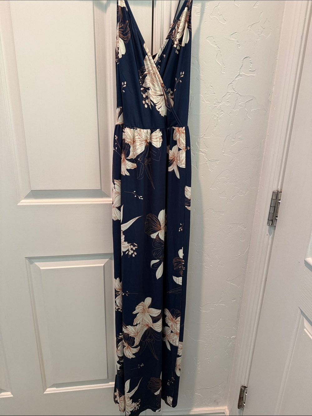Floral Navy Maxi Dress with V-Neck